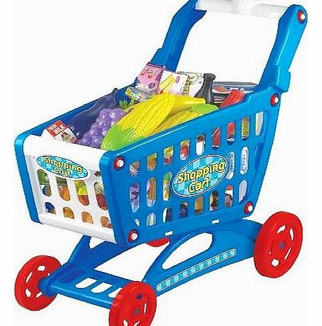 Childrens, Kids Toy Shopping Trolley and 78 piece Food set good size trolley