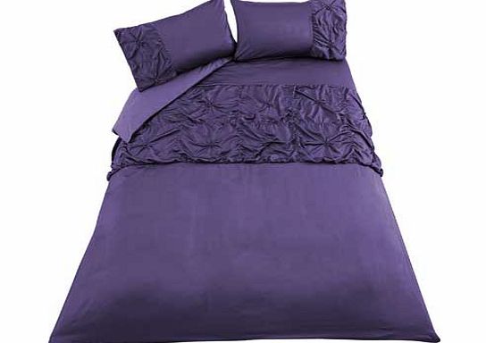 Inspire Rouched Purple Bedding Set - Superking