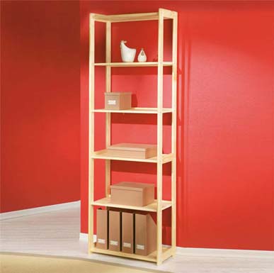 Clearance - Meghan Solid Pine 6 Shelf Bookcase