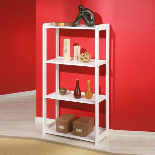 Interlink Meghan Solid White Pine 4 Shelf Bookcase