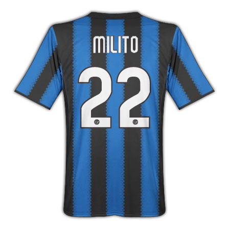 Inter Milan Nike 2010-11 Inter Milan Nike Home Shirt (Milito 22)