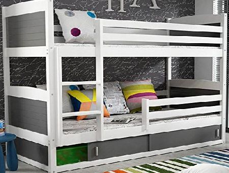 RICO 2 BUNK BED 160x80 white colour with 2 foam mattresses + storage- Free Pamp;P