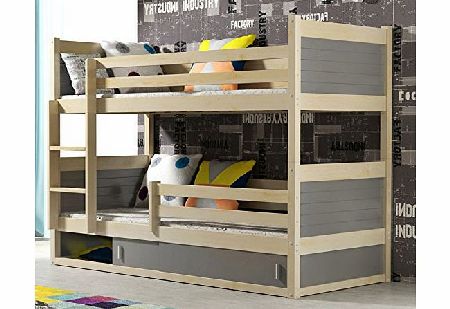 RICO 2 BUNK BED 185x80 pine colour with 2 foam mattresses + storage- Free Pamp;P
