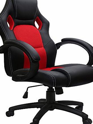 IntimaTe WM Heart Racing Style Office Chair PU Leather Race High Back Swivel Seat Computer Desk, Black