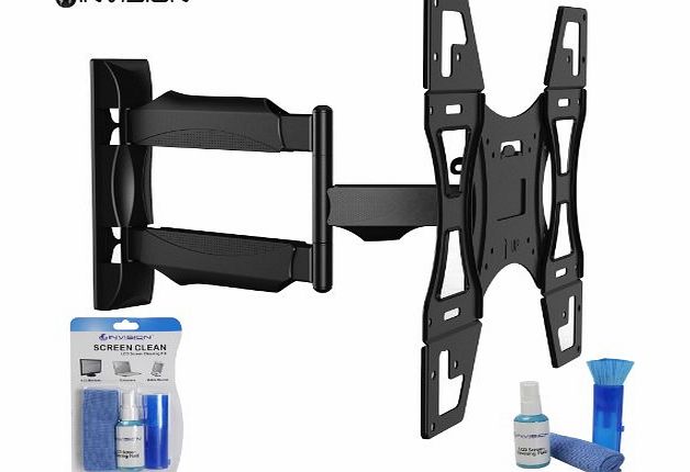  TV Wall Mount Bracket With Screen Cleaning Kit - New Slim Line Design With Cantilever Arm Tilt amp; Swivel Feature For 26`` - 55`` TV Screens, Fits LED, LCD amp; Plasma, Max VESA 400mm x 400