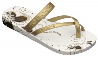 butterfly white/gold flip flop