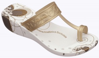 dragonfly white/gold wedge flip flop