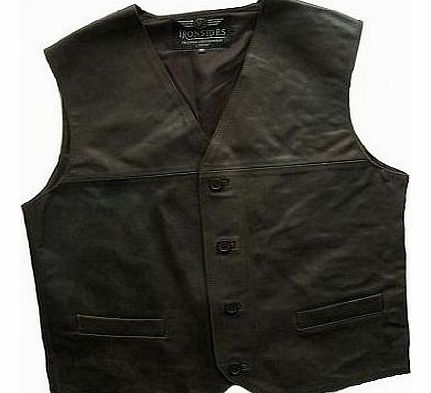 Mens Dark Antique Brown New Leather Waistcoat 36``-38``
