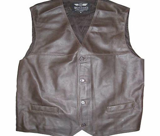 Ironsides Mens Dark Brown New Leather Waistcoat 38``-40``