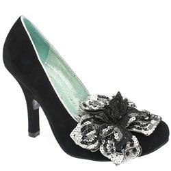 Female Antique Rose Court Suede Upper Evening in Black and Silver