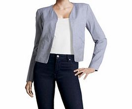 Blue pinstripe cotton blend jacket