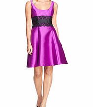 Purple lace trim fit and flare dress