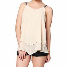 Beige double layered flared top