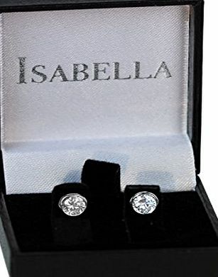 Isabella Silver Sterling Silver Cubic Zirconia Stud Earrings Rhodium Plated 5mm
