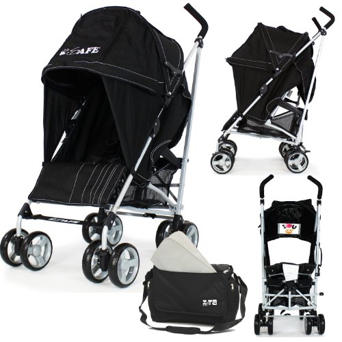 iSafe Baby Stroller iSafe Media Viewing Buggy Pushchair - Black Complete With Changing Bag   Raincover