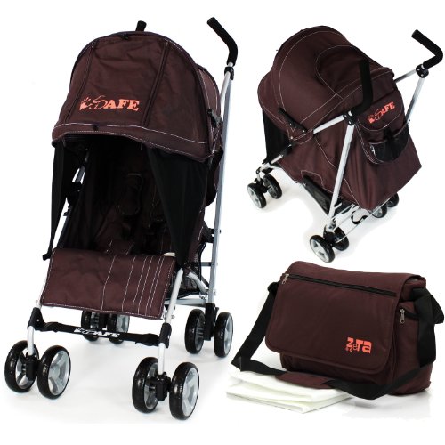 Baby Stroller iSafe Media Viewing Buggy Pushchair - Hot Chocolate (Brown) Complete With + Deluxe 2in1 footmuff + Changing Bag + Raincover
