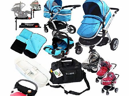 iSafe i-Safe Complete Trio Travel System Pram amp; Luxury Stroller - Ocean Complete With Carseat   iSOFIX