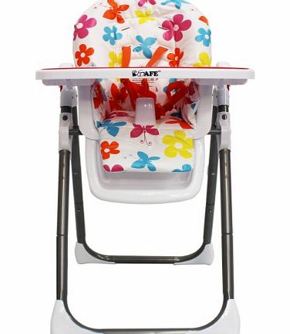 MAMA Highchair - Hawaii Recline Compact Padded Baby High Low Chair Complete With Double Tray & Storage Basket