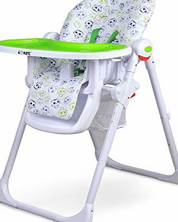 iSafe MAMA Highchair - iL Gattino Recline Compact Padded Baby High Low Chair Complete With Double Tray amp; Storage Basket
