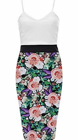 ISASSY 2014 Latest Trend Fashion Womens Ladies Floral Print Pencil Skirt Strappy Tops pure color Midi Dress Strappy Contrast Floral Solid Midi Body con Pencil Skirt Celebrity Dress kaleidoscope midi P