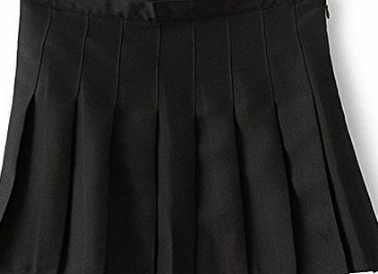 ISASSY School Skirt Girls Box Pleat Uniform Pressure Pleated skirt Slim Thin Pleated Tennis Skirts Mini Dress Black UK8