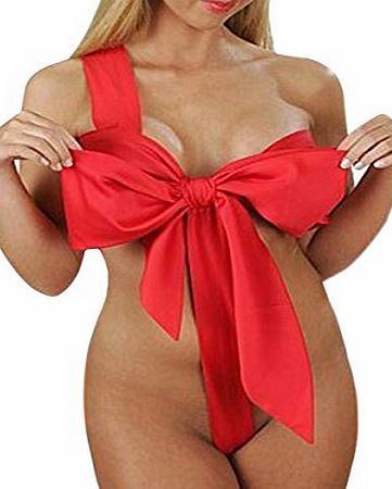 ISASSY Womens Ladies Naughty Love Knot Body Bow Sexy Lingerie Underwear Sleepwear Special Occasion Adult Novelty