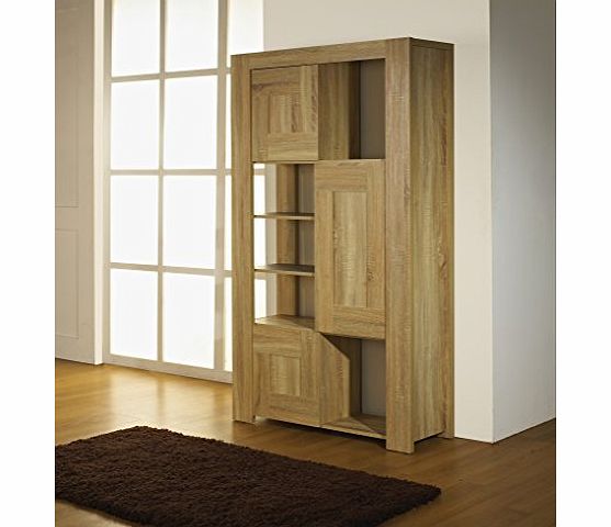Italian Furniture Avery Bookcase Storage Unit With Cupboards and Shelves - Sonoma Oak