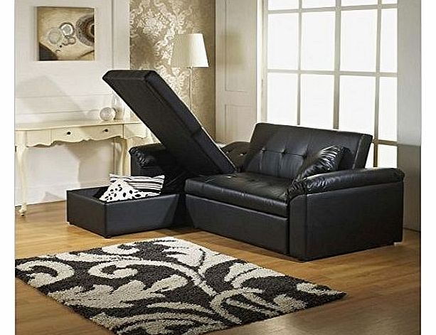 Italian Furniture Crystal Corner Sofa Ottoman Storage Chaise After Couch Deluxe Black