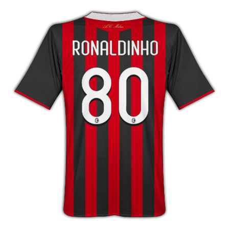 Italian teams Adidas 09-10 AC Milan home (Ronaldinho 80)