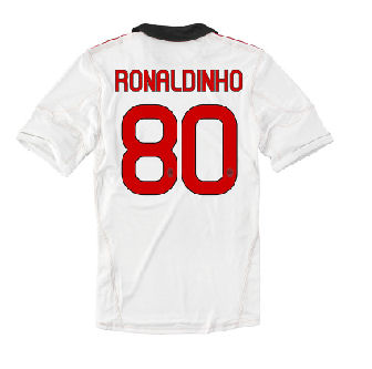 Italian teams Adidas 2010-11 AC Milan Away Shirt (Ronaldinho 80)