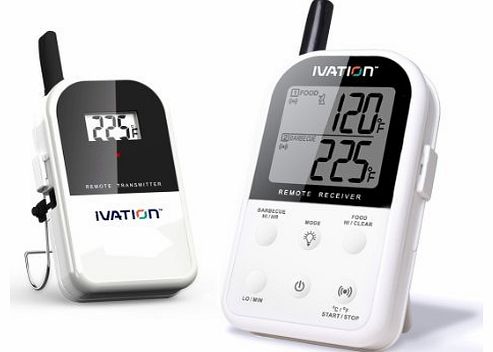 Ivation Long Range Wireless Dual 2 Probe BBQ Smoker Meat Thermometer Set - Monitor your Grill From up to 300 feet away