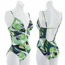 Green foliage print swimsuit