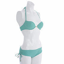 Green under wired halter neck bikini top