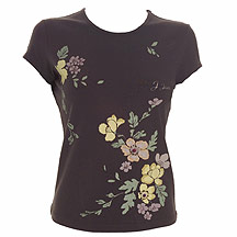 Chocolate flower beaded T-shirt