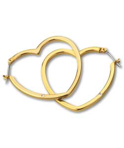 Gold Coloured Heart Hoop Earrings