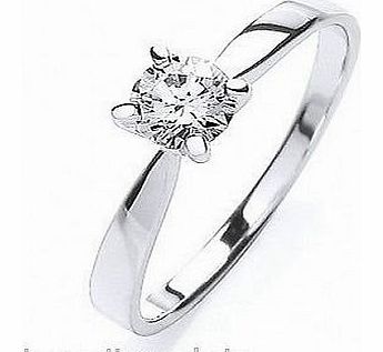 423856-S Platinum Plated Sterling Silver 4mm Solitaire Ring Size S