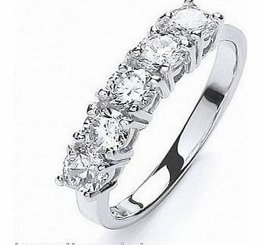 424406-P Platinum Plated Sterling Silver CZ Rounds Eternity Ring With Swarovski Elements Size P