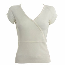 Cream mock wrap over knitted top