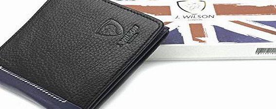 J. Wilson London Designer J Wilson Real Genuine Mens High Quality Leather Wallet Coin Card Purse Red Blue Black (Blue 5229)