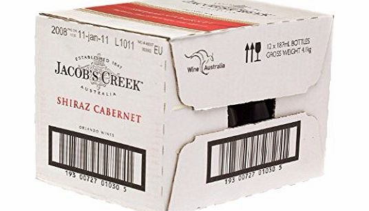 Jacobs Creek Shiraz Cabernet 18.75cl Red Wine Miniature - 12 Pack
