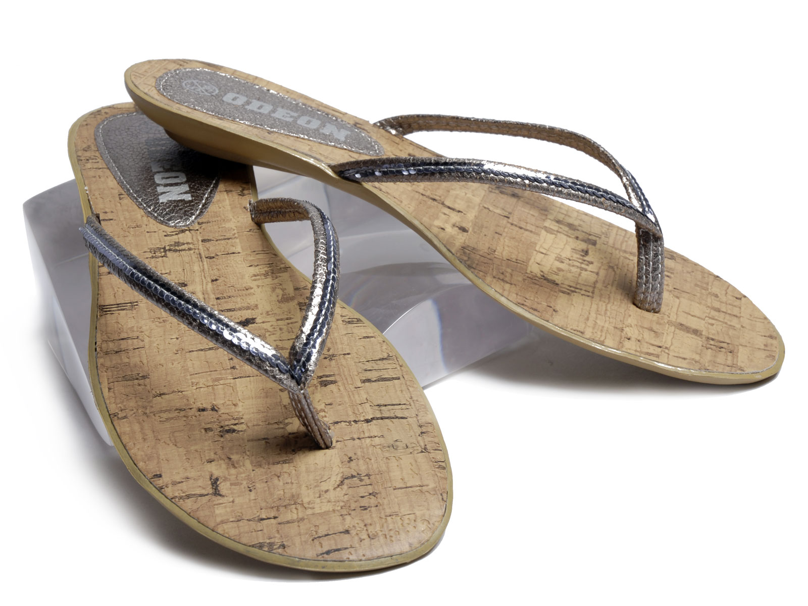 Jacobson Footwear Pewter Strap Flip Flop by Jacobson Footwear