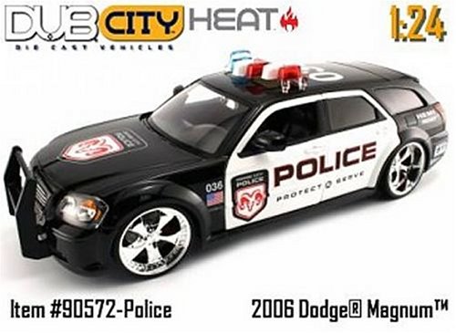 Diecast Model Dodge Magnum RT Pickup Police Car in Black and White (1:24 scale)