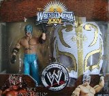 WWE EXCLUSIVE REY MYSTERIO FIGURE WITH WHITE/GOLD KIDS MASK