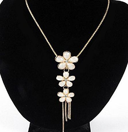 JaneDream Luxury Women Crystal Flower Statement Bib Necklace Long Chain Pendant