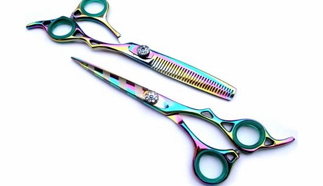 Japanese Steel Professional Hairdressing Scissors amp; Thinner Hair Cutting Shears Barber Salon Styling Scissors 6.0`` Japanese Steel with Case Titanium