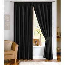 java Black Lined Curtains 117x137cm