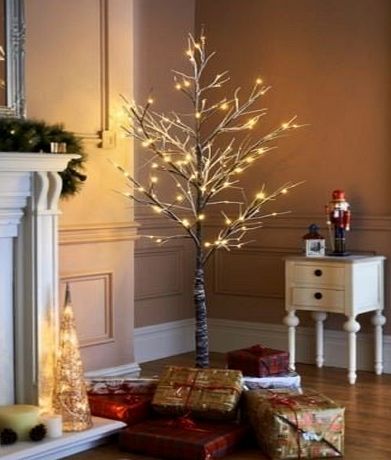 JayMark Christmas Pre Lit Twig 120 Led Floor Standing 7ft Outdoor Indoor Snowy Effect Tree 210cm - Warm White