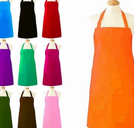 Jazooli Plain Unisex Cooking Catering Work Apron Tabard with Twin Double Pocket - Orange