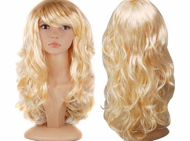 Jazooli Womens Ladies Long Curly Wavy Fancy Dress Full Hair Clip Wig Costume Party - Blonde