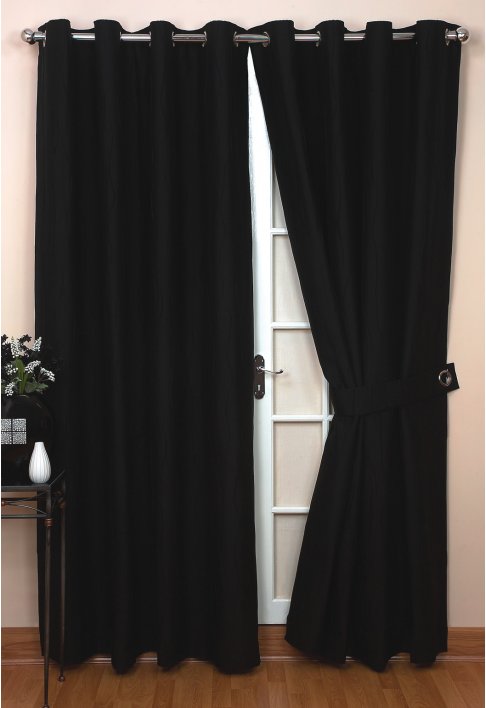 Black Lined Eyelet Curtains